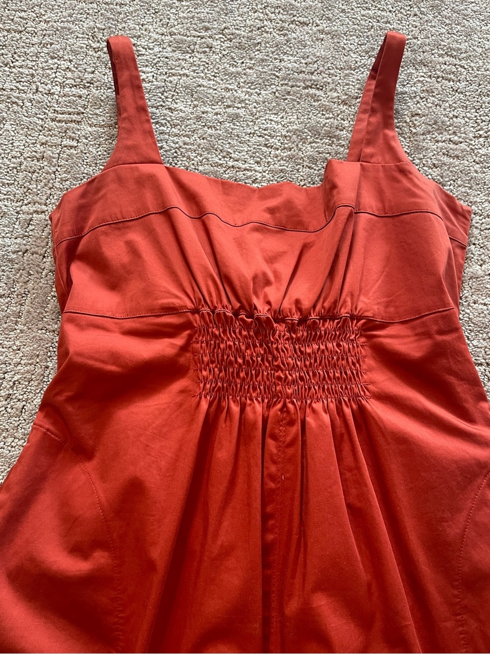 NWT Banana Republic x Harbison Smocked Apron Midi Dress, Sleeveless, Red Clay, 8 - Picture 14 of 16